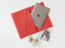 Load image into Gallery viewer, Leather Laptop Cache - Lobster Red