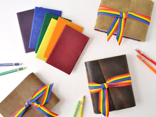 Load image into Gallery viewer, Pride Flag One of a Kind Leather Sketchbook