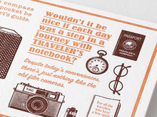 Load image into Gallery viewer, TRC Travel Tools Letterpress Card Blue