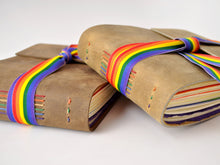 Load image into Gallery viewer, Pride Flag One of a Kind Leather Sketchbook
