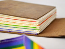 Load image into Gallery viewer, Pride Flag One of a Kind Leather Sketchbook
