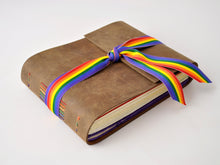 Load image into Gallery viewer, Pride Flag One of a Kind Leather Sketchbook
