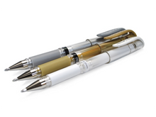Load image into Gallery viewer, Sanford Uni-ball Gold Silver &amp; White Gel Pens
